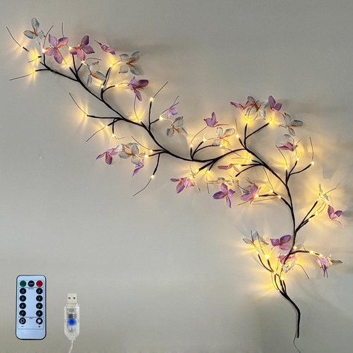 Xinxianlian Luz De Vid De Sauce Con Flores Led De Mariposa P