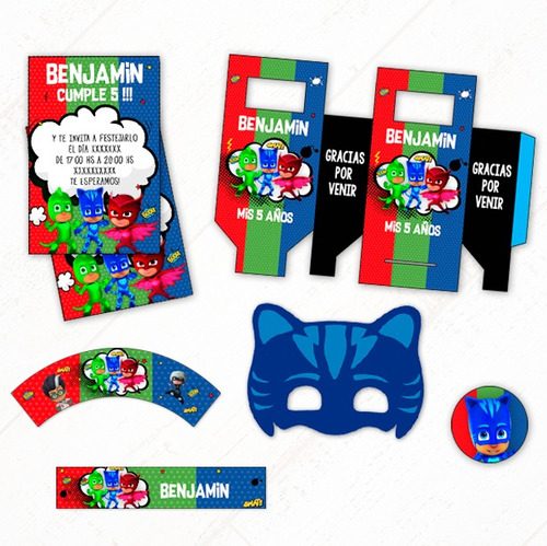 Heros En Pijama + Props De Regalo - Textos Editables