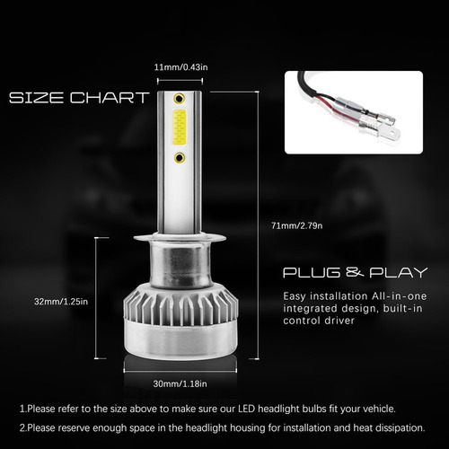 Qc Car Led Light H1 110w 20000lm Mocob Led Faros Completos N