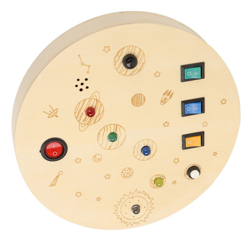 Tablero Sensorial Led Redondo De Madera Para Niños Y Adolesc