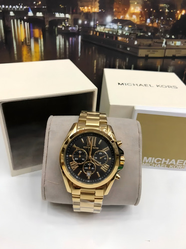 Relógio Michael Kors 100% Original Banhado A Ouro 18k Cor do fundo Preto