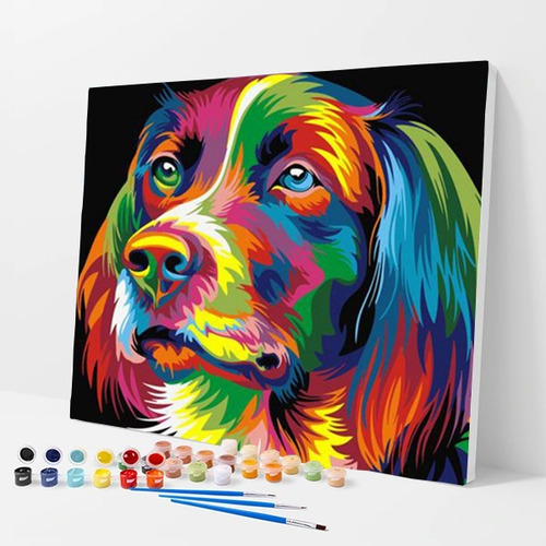 Pintura Numerada Cachorro Colorido