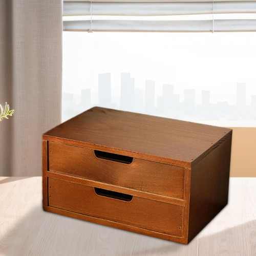 Organizador De Escritorio De Madera 25x17,5x13 Cm 2 Cajones