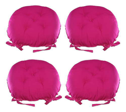 Kit 04 Almofadas Futon Redondo Assento Para Cadeira 40x40 Cor Rosa pink