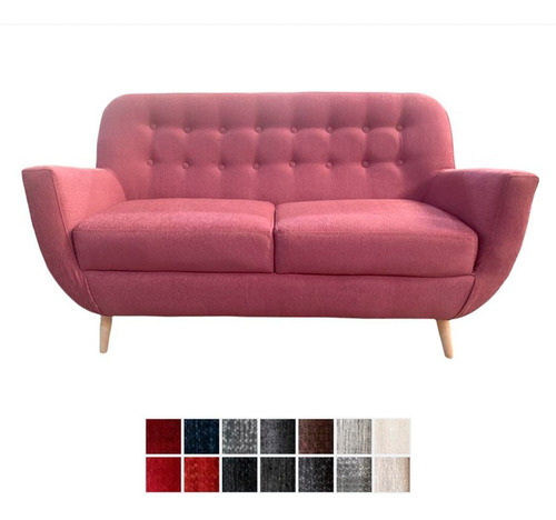 Sofa Vintage Curvo De 2 Cuerpos Tapizado Anti Desgarro