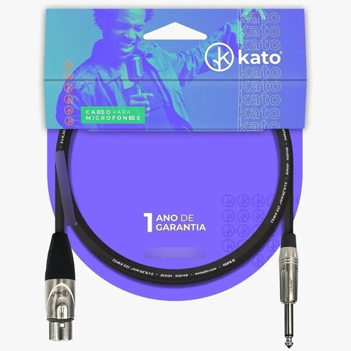 Cabo De Microfone Desbalanceado Kato - Xlr / P10 - Fêmea- 3m