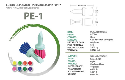 6 Pza Cepillo Tipo Escobeta 1 Punta De Plástico Perico 85616