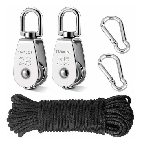 2 Piezas M25 Bloque De Polea De Grúa Con Cuerda De Nailon