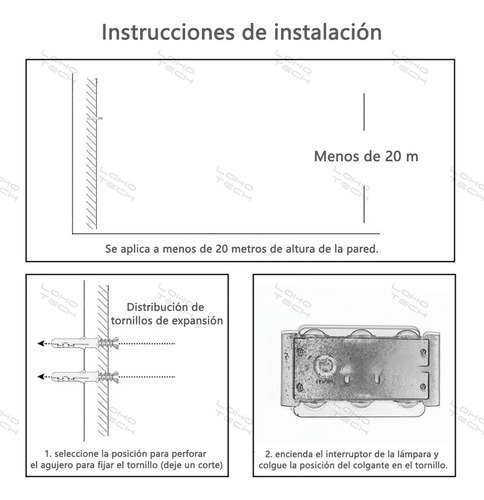 Lamparas De Pared Exterior Focos Jardin Solar Impermeable Loho Tech 5 Leds
