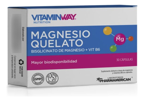 Magnesio Quelato 30 Capsulas Vitamin Way Sabor Neutro