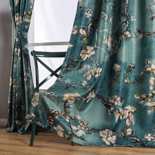 Taisier Home Cortinas Con Estampado De Flores De Albaricoque