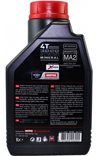 Aceite Moto Motul 3000 20w50 4t Mineral - Um