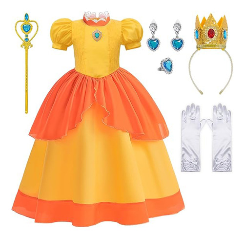 Disfraz De Cosplay De Peach Para Niñas, Vestido De Princ