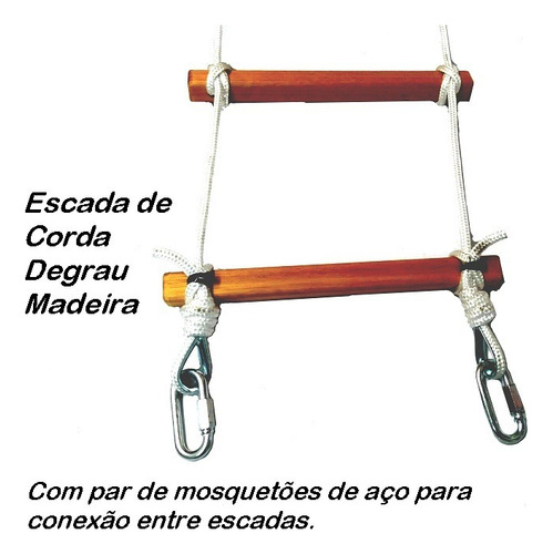 Escada De Corda Degrau Madeira 4,8m