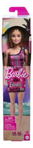 Barbie Fashion & Beauty Muñeca Cabello Rubio Vestido Rosa Mattel HRH07