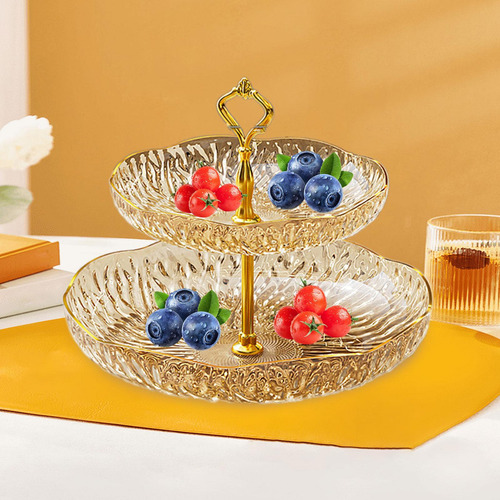 Plato De Frutas, Platos Para Servir, Elegante 2 Niveles Oro