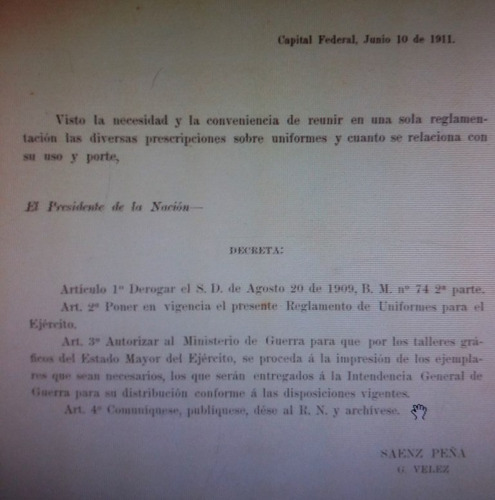 Reglamento Uniformes Ejercito Argentino 1911 Version En Cd