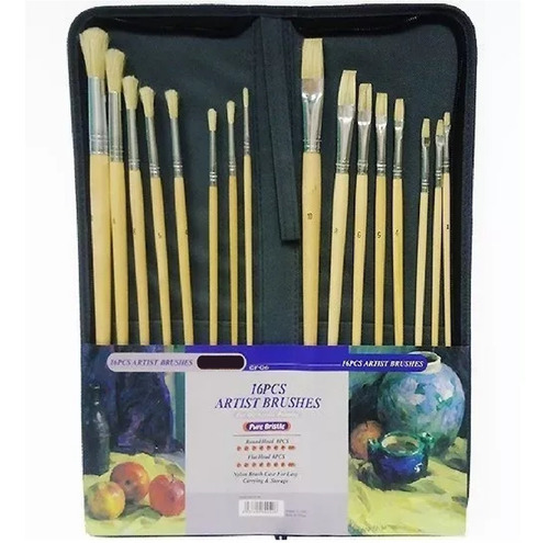 Set Pinceles Artisticos Artmate Estuche P/acrilico Oleo X16