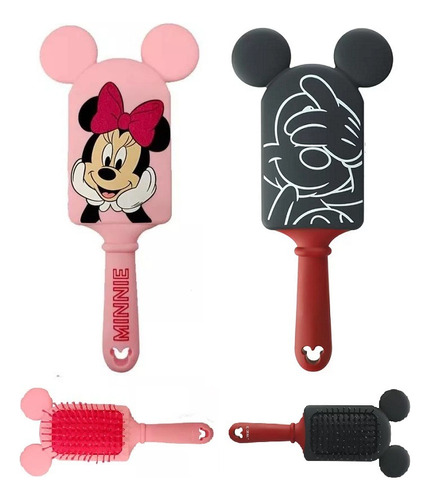 Escova De Cabelo Disney Mickey E Minnie Infantil Ou Adulto Cor Preto