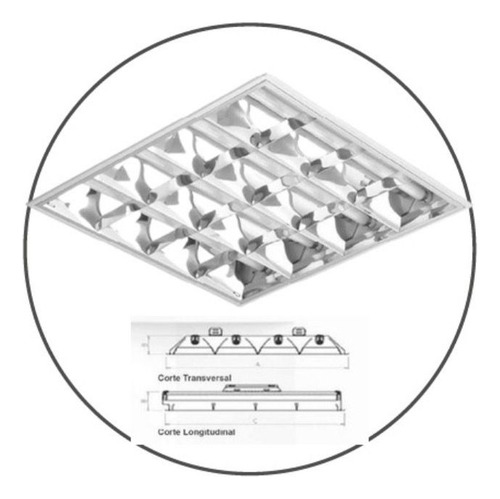 Kit 02 Luminária Calha 60x60 Embutir C/4 Lâmpada Led Tubular