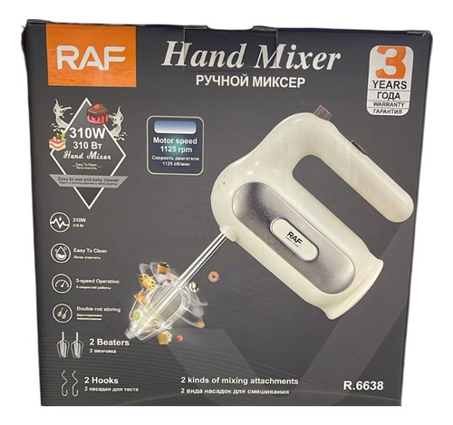 Batidora De Mano Eléctrica 5 Velocidades 310w Raf R.6638