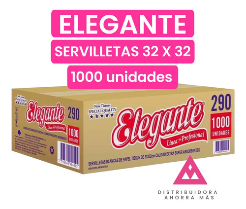 Servilleta 32x32 Elegante Profesional X 1000 Un Blanco (290)