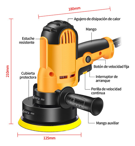 Ajustable Pulidora Automotriz Juego De 21 Piezas 700w Color Naranja