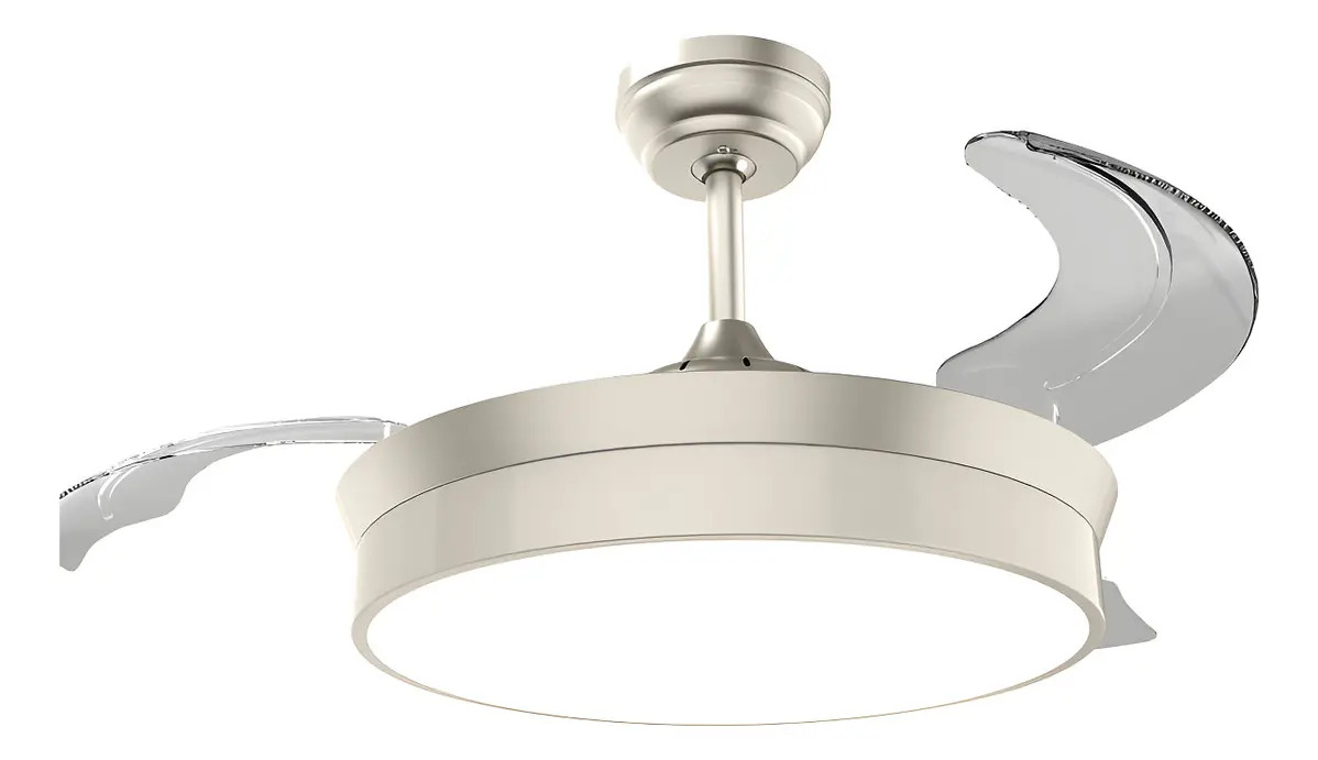 Ventilador de Techo Retráctil Windstyle Cromo Plateado de 42" con luz LED 3 colores y Control Remoto