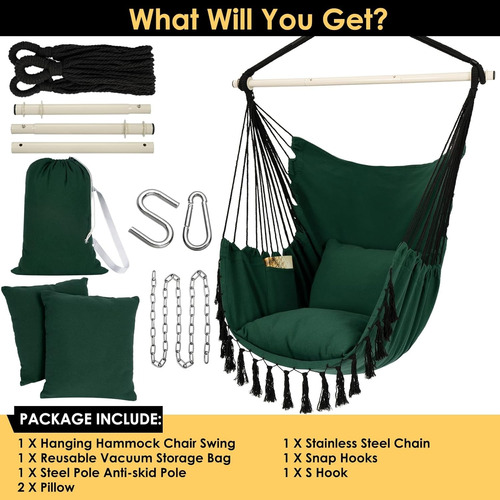 P218 Silla Hamaca Colgante Tipo Columpio Y Kit De Accesorios