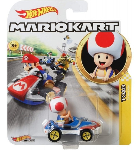 Mario Kart Hot Wheels Mix 5 2022 Vehicle - Luigi Mach 8 Color Toad