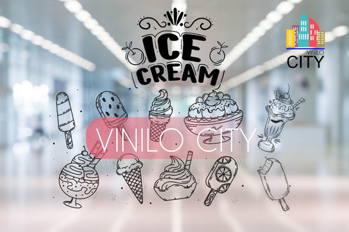 Vinil Decorativo Ice Cream Helados Paletas 1.20mts X 90 Cm