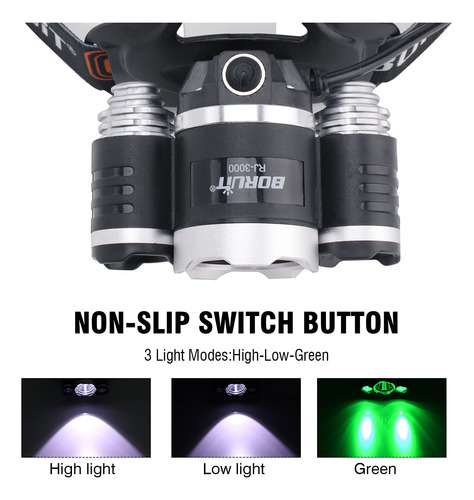 Faro Recargable Led 5000 Lúmenes 3 Modos Impermeable