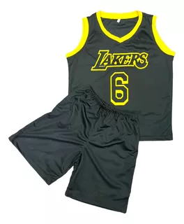 Conjunto Infantil Basquete Melhores Times Lakers Preto Nba