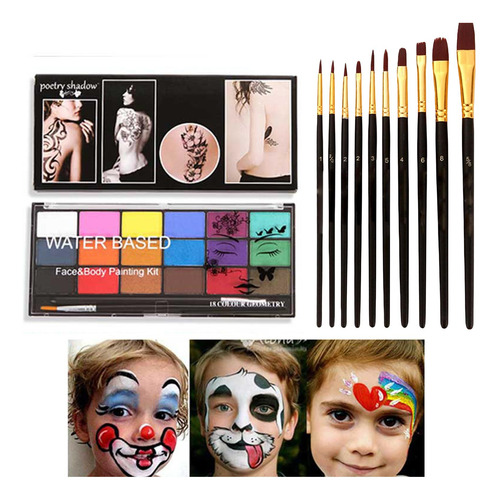 Kit De Pintura Facial De 18 Colores, Paleta 18 Colores Mate
