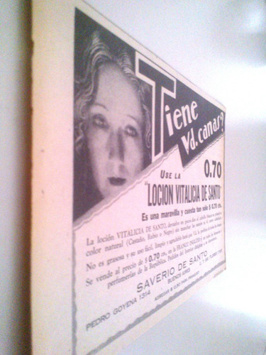 Antigua Publicidad Locion Vitalicia De Santo Clipping 1920s