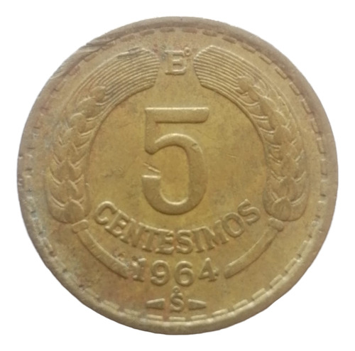 Moneda 5 Centimos Bronce 1964 (cóndor Alado) Chile (Usado)