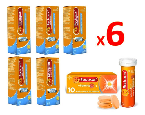 Pack 6 Redoxon Tabletas Efervecentes Vitamina C 1g + Zinc 10