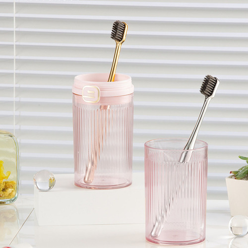Soporte Cepillo Dientes Viaje Tazas Dobles Lujo Ligeras Rosa
