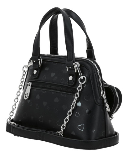 Bolso Tipo Satchel Barbie Gorétt Corazones Kylie P25 Negro Lisa Níquel Negro