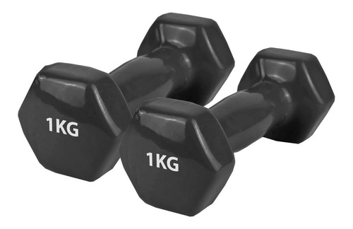 Set 2 Mancuernas De Goma 1kg Pesa Ejercicio Negro Oferta