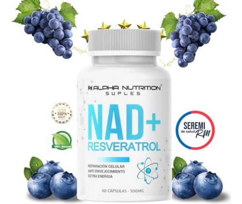 3 Frascos Nad + Resveratrol Original 60 Caps. Envio Gratis