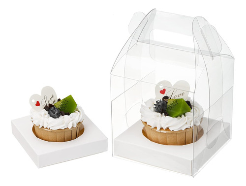 Paquete De 30 Cajas Transparentes Para Cupcakes Con Inserto,