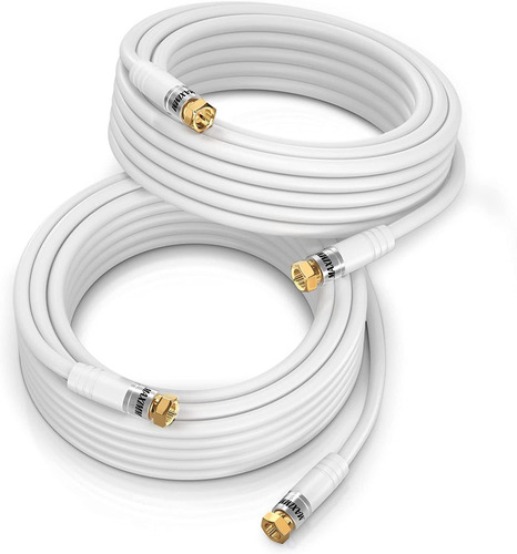 2 Cables Coaxial Rg6 Conector F | Blanco / 15m | Maximm