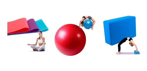 Combo Yoga Brick Bloque Mat Colchoneta Pelota Esferodinamia 