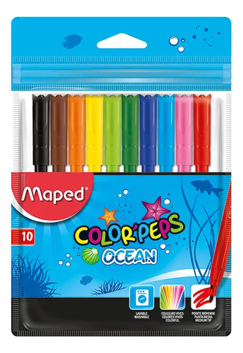 Marcadores Maped Color Peps X10 Largos