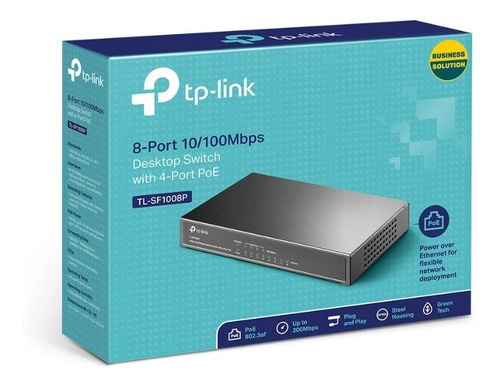 Imagen 1 de 3 de Switch Poe Tplink Tl-sf1008p De Escritorio De 8 Puertos De