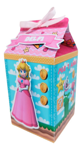 Peach. Mario Bross. Milkbox 3d. Bolsita Golosinera X10u.