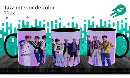 Imagen 1 de 1 de Taza Borde De Color Alusiva De Bts Bts-005