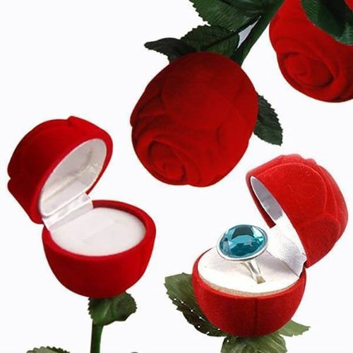 Imagen 2 de 5 de Estuche Para Anillo De Compromiso / Joyería , Rosa Con Tallo