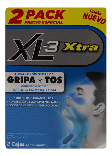 2 Pack Xl-3 Xtra 2 Cajas De 12 Cáps, C/u 2/5/10/250 Mg